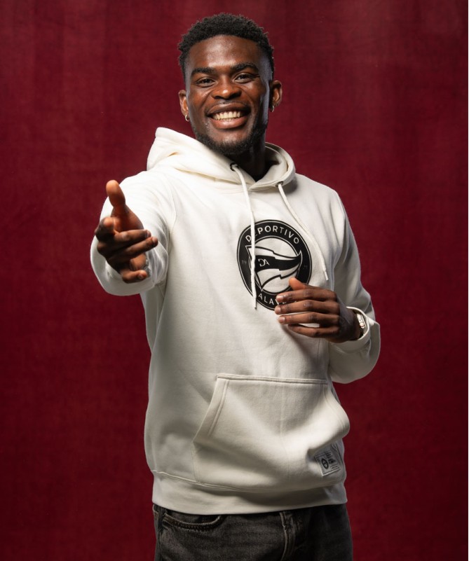 Hoodie Deportivo Alavés Blanca Con Escudo Negro 2024