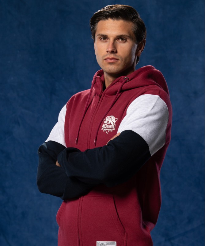 Hoodie Zip Baskonia Grana Mangas Bicolor
