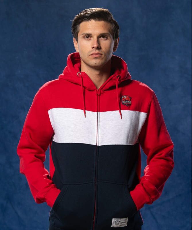 Hoodie Zip Baskonia Tricolor Red/Grey/Navy