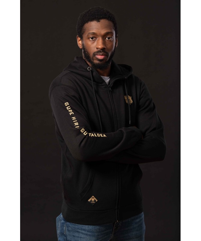 Hoodie Moda Baskonia City Negra Cremallera 24/25